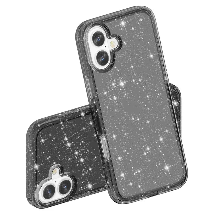 For iPhone 16 Plus Case Sparkly Glitter PC+TPU Phone Cover