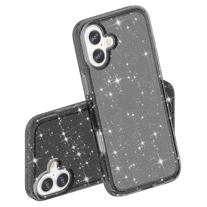 For iPhone 16 Plus Case Sparkly Glitter PC+TPU Phone Cover
