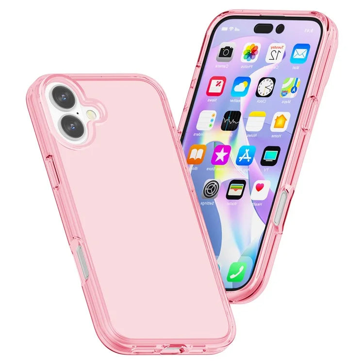 For iPhone 16 Plus Case Transparent PC + TPU Hybrid Phone Cover