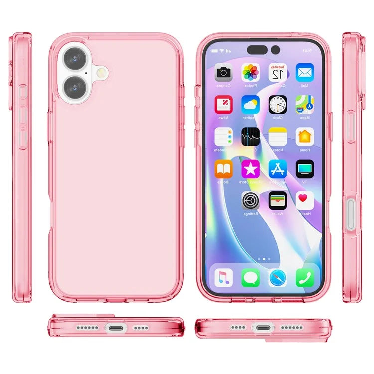For iPhone 16 Plus Case Transparent PC + TPU Hybrid Phone Cover