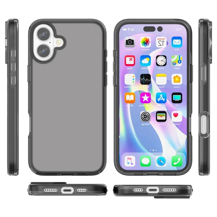 For iPhone 16 Plus Case Transparent PC + TPU Hybrid Phone Cover