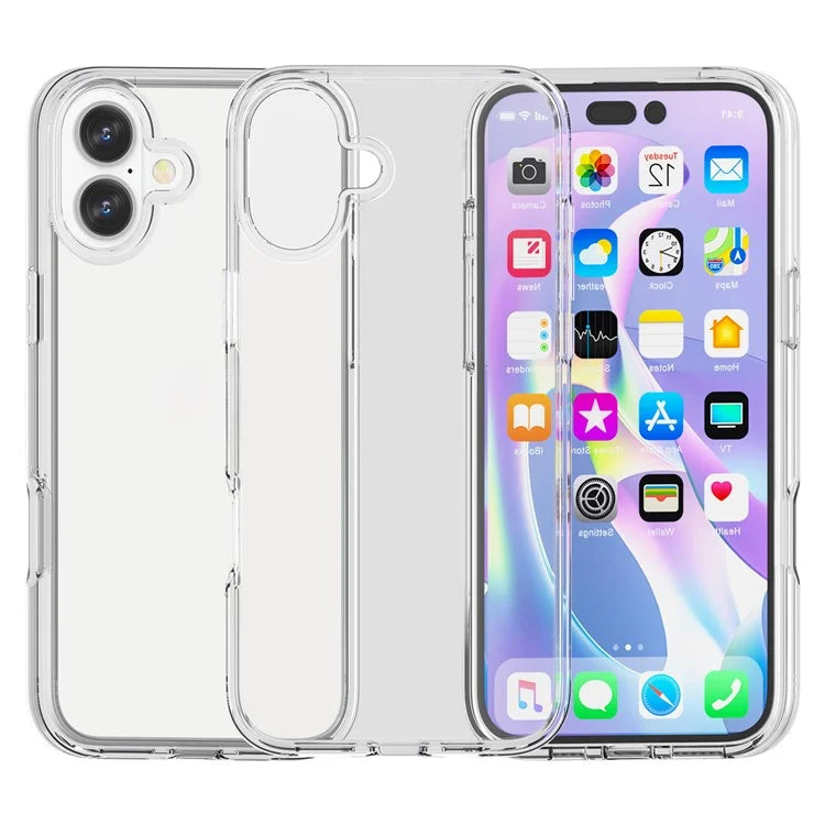 For iPhone 16 Plus Case Transparent PC + TPU Hybrid Phone Cover