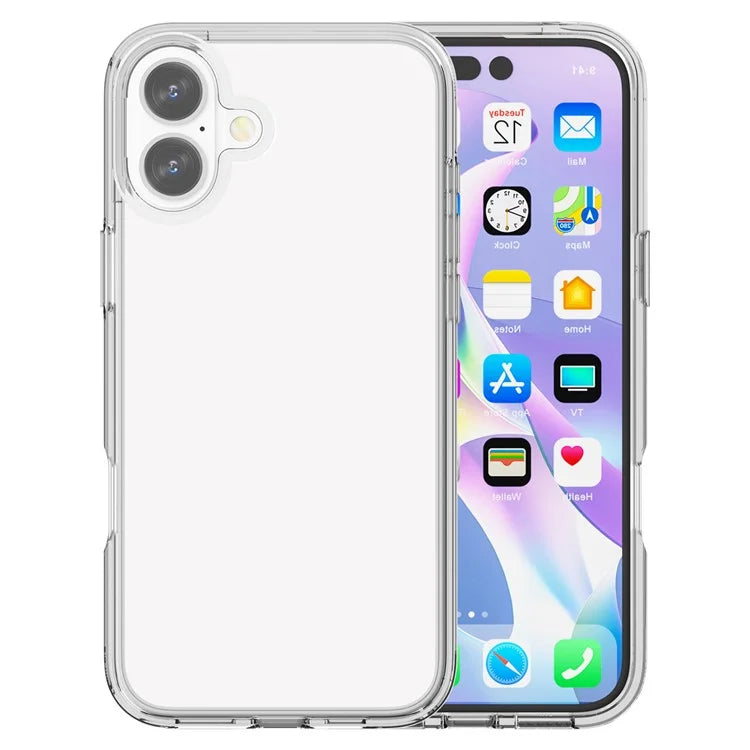 For iPhone 16 Plus Case Transparent PC + TPU Hybrid Phone Cover