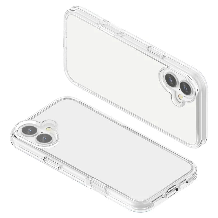 For iPhone 16 Plus Case Transparent PC + TPU Hybrid Phone Cover