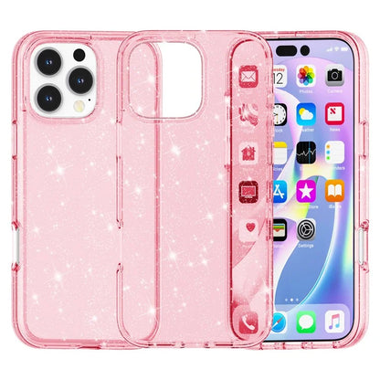 For iPhone 16 Pro Case Hard PC Soft TPU Glitter Phone Cover