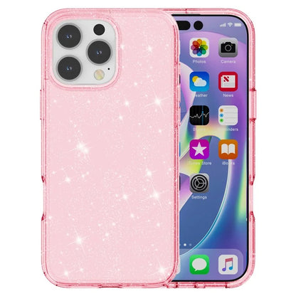 For iPhone 16 Pro Case Hard PC Soft TPU Glitter Phone Cover