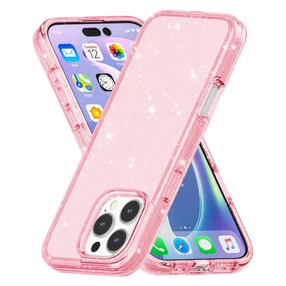 For iPhone 16 Pro Case Hard PC Soft TPU Glitter Phone Cover