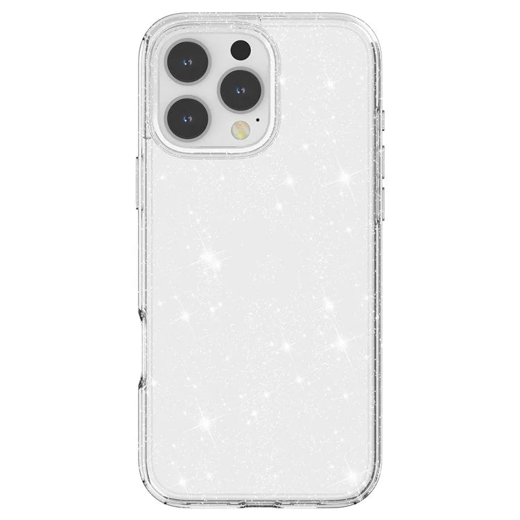 For iPhone 16 Pro Case Hard PC Soft TPU Glitter Phone Cover