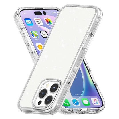 For iPhone 16 Pro Case Hard PC Soft TPU Glitter Phone Cover