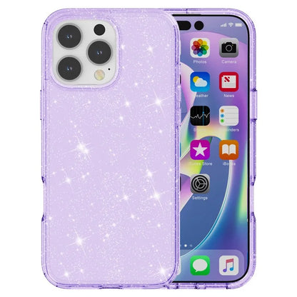 For iPhone 16 Pro Case Hard PC Soft TPU Glitter Phone Cover