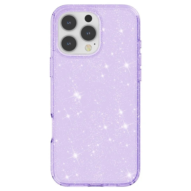For iPhone 16 Pro Case Hard PC Soft TPU Glitter Phone Cover