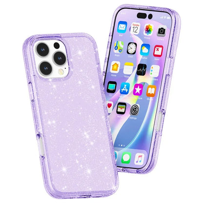 For iPhone 16 Pro Case Hard PC Soft TPU Glitter Phone Cover