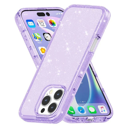 For iPhone 16 Pro Case Hard PC Soft TPU Glitter Phone Cover