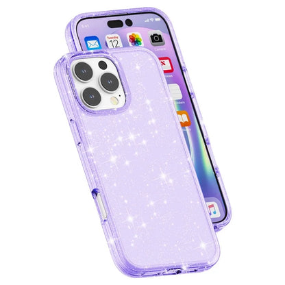 For iPhone 16 Pro Case Hard PC Soft TPU Glitter Phone Cover