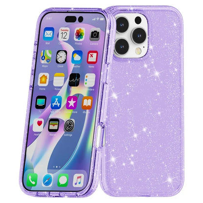 For iPhone 16 Pro Case Hard PC Soft TPU Glitter Phone Cover