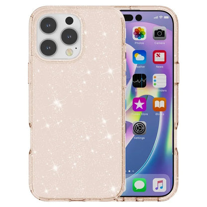 For iPhone 16 Pro Case Hard PC Soft TPU Glitter Phone Cover