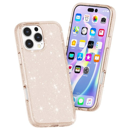 For iPhone 16 Pro Case Hard PC Soft TPU Glitter Phone Cover