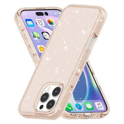 For iPhone 16 Pro Case Hard PC Soft TPU Glitter Phone Cover