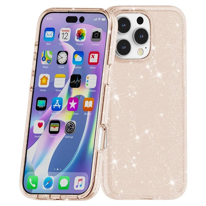 For iPhone 16 Pro Case Hard PC Soft TPU Glitter Phone Cover