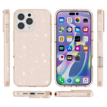 For iPhone 16 Pro Case Hard PC Soft TPU Glitter Phone Cover