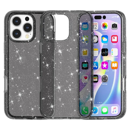 For iPhone 16 Pro Case Hard PC Soft TPU Glitter Phone Cover