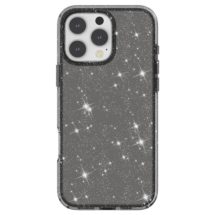 For iPhone 16 Pro Case Hard PC Soft TPU Glitter Phone Cover