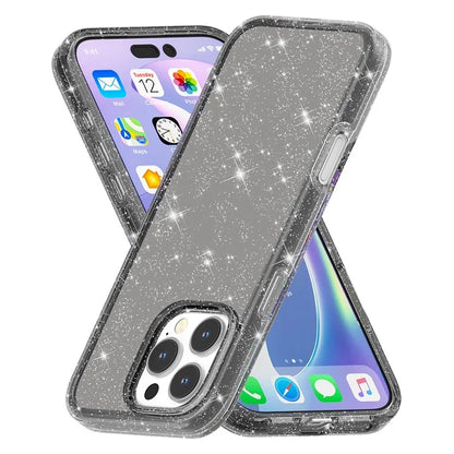 For iPhone 16 Pro Case Hard PC Soft TPU Glitter Phone Cover