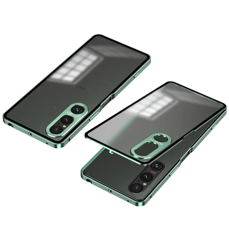 For Sony Xperia 1 V Matte Case Aluminium Alloy+PC Phone Cover with Pop-Up Snap Lock