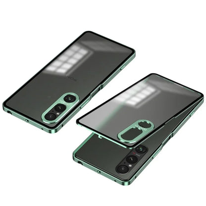 For Sony Xperia 1 V Matte Case Aluminium Alloy+PC Phone Cover with Pop-Up Snap Lock