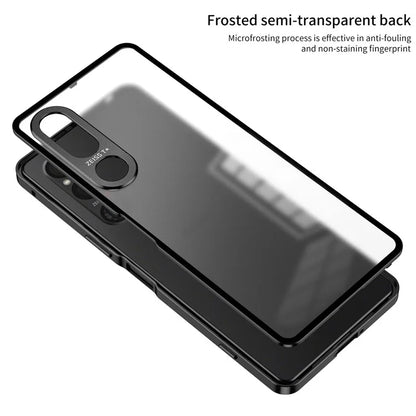For Sony Xperia 1 V Matte Case Aluminium Alloy+PC Phone Cover with Pop-Up Snap Lock