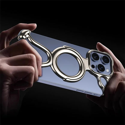 For iPhone 13 Pro Max Frameless Case Compatible with MagSafe Hard PC Electroplating Bumper Cover