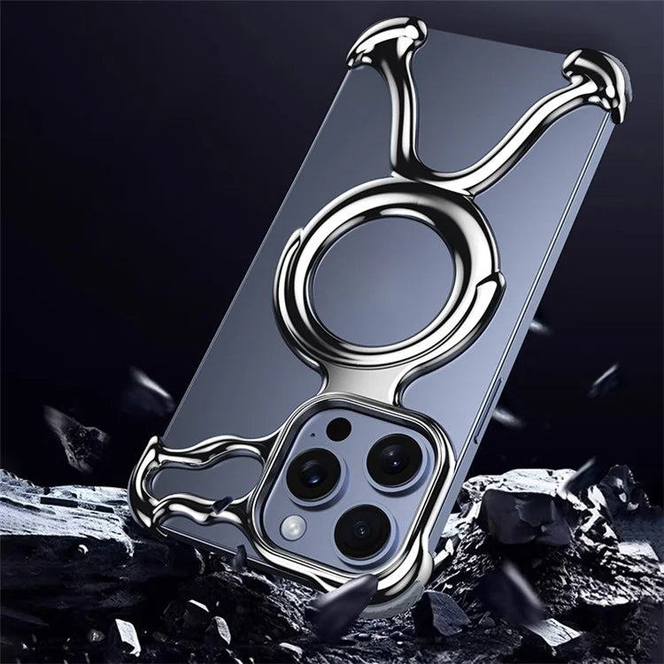 For iPhone 13 Pro Max Frameless Case Compatible with MagSafe Hard PC Electroplating Bumper Cover