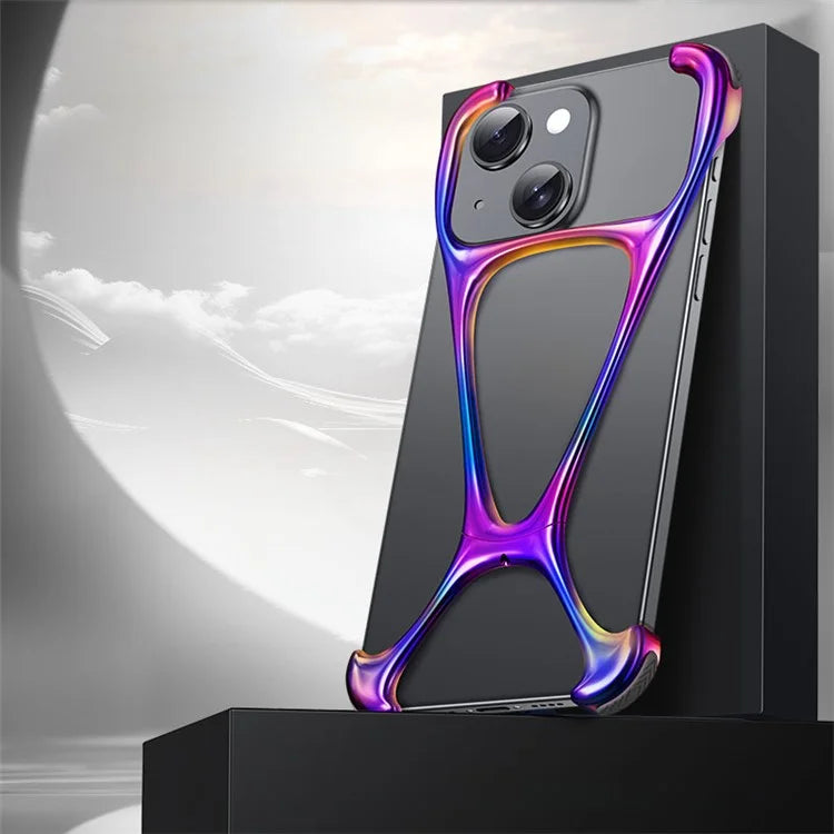 For iPhone 15 Bumper Case Zinc Alloy Bare Phone Cover Corner Edge Pad Drop-Proof
