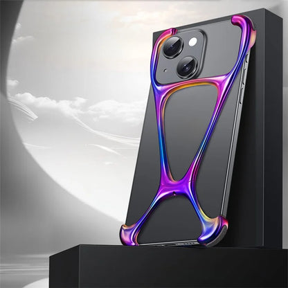 For iPhone 15 Bumper Case Zinc Alloy Bare Phone Cover Corner Edge Pad Drop-Proof