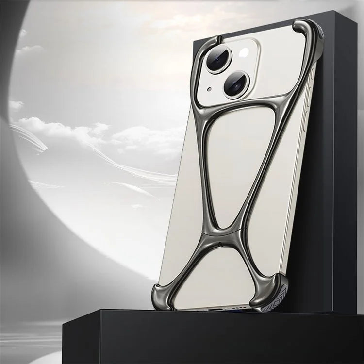 For iPhone 15 Bumper Case Zinc Alloy Bare Phone Cover Corner Edge Pad Drop-Proof