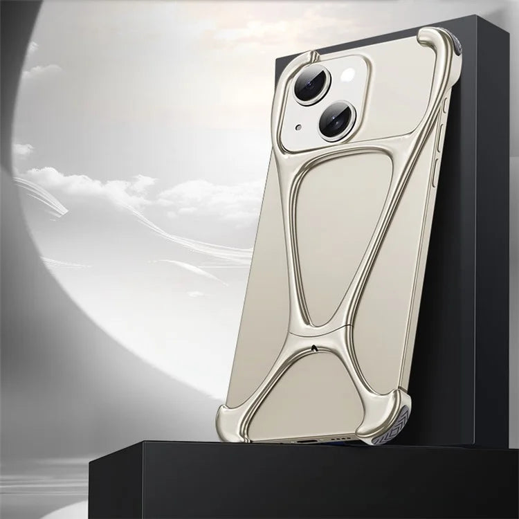 For iPhone 15 Bumper Case Zinc Alloy Bare Phone Cover Corner Edge Pad Drop-Proof