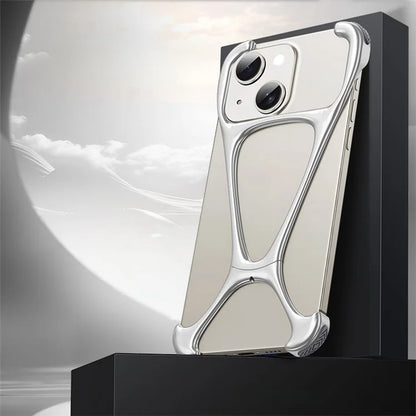 For iPhone 15 Bumper Case Zinc Alloy Bare Phone Cover Corner Edge Pad Drop-Proof