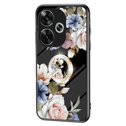 For Xiaomi Redmi Turbo 3 5G / Poco F6 5G Case Tempered Glass Flower Pattern Phone Cover
