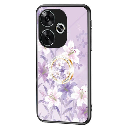 For Xiaomi Redmi Turbo 3 5G / Poco F6 5G Case Tempered Glass Flower Pattern Phone Cover