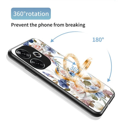 For Xiaomi Redmi Turbo 3 5G / Poco F6 5G Case Tempered Glass Flower Pattern Phone Cover