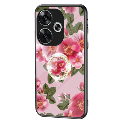 For Xiaomi Redmi Turbo 3 5G / Poco F6 5G Case Tempered Glass Flower Pattern Phone Cover