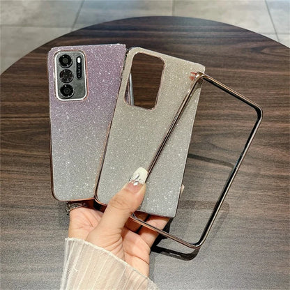 For Oppo Find N Case Electroplating Frame Hard PC Glitter Phone Cover