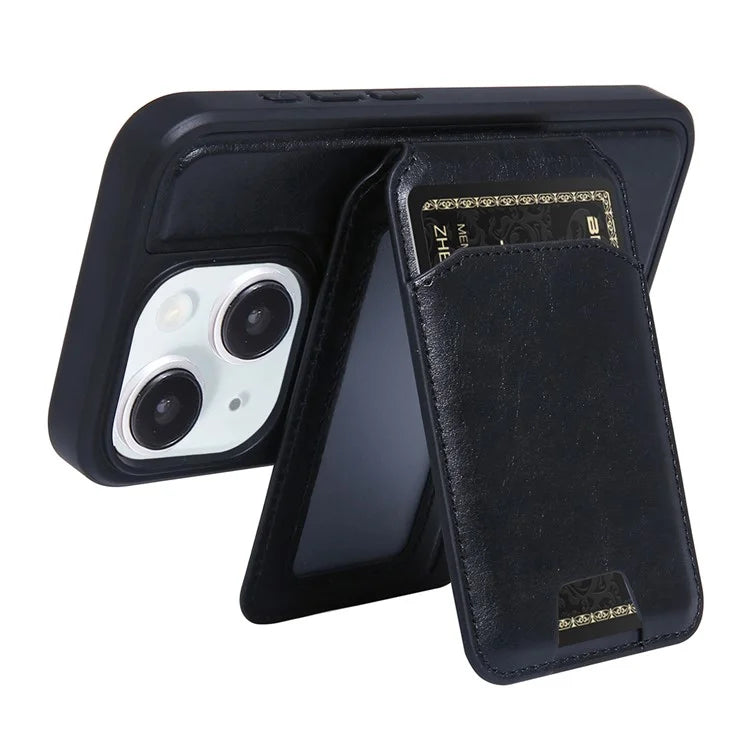 For iPhone 15 Case PU Leather+TPU Phone Cover with Magnetic Card Holder