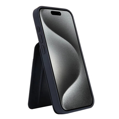 For iPhone 15 Case PU Leather+TPU Phone Cover with Magnetic Card Holder