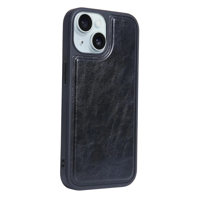 For iPhone 15 Case PU Leather+TPU Phone Cover with Magnetic Card Holder