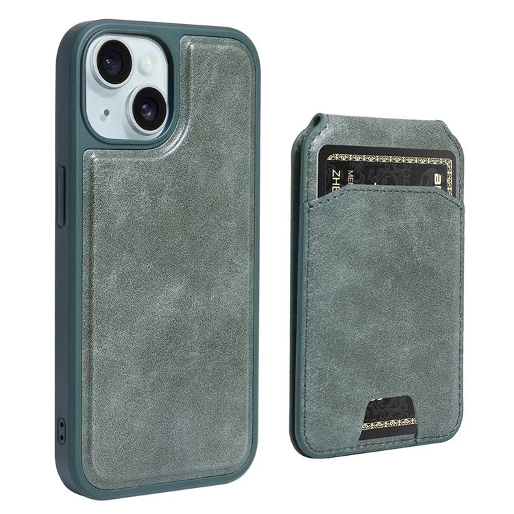 For iPhone 15 Case PU Leather+TPU Phone Cover with Magnetic Card Holder