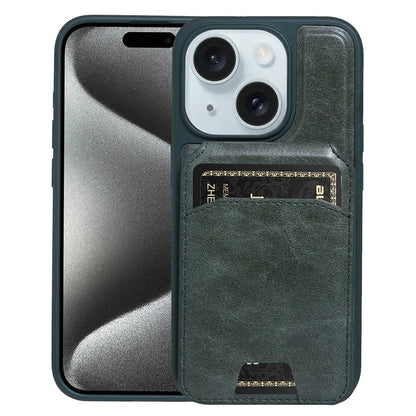 For iPhone 15 Case PU Leather+TPU Phone Cover with Magnetic Card Holder