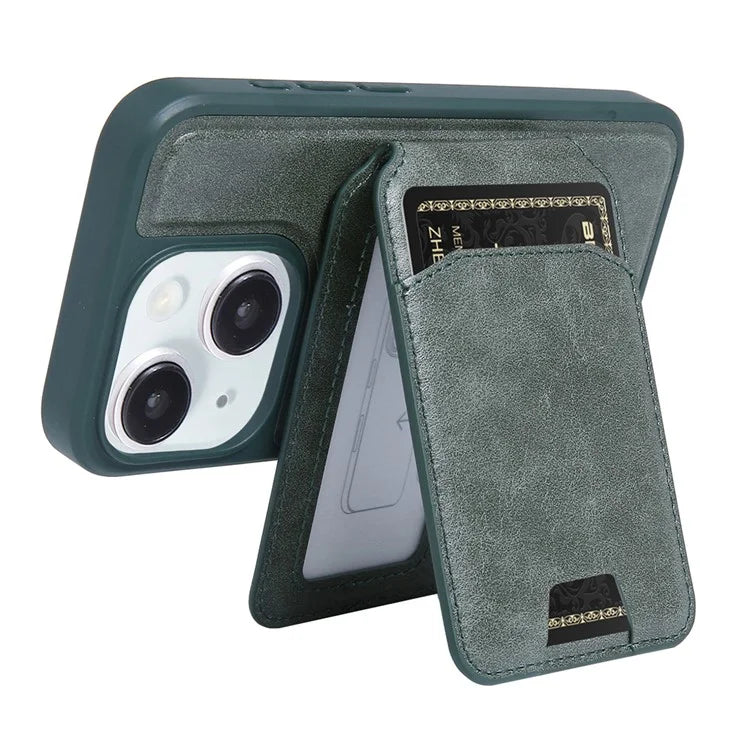 For iPhone 15 Case PU Leather+TPU Phone Cover with Magnetic Card Holder