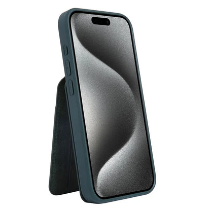 For iPhone 15 Case PU Leather+TPU Phone Cover with Magnetic Card Holder
