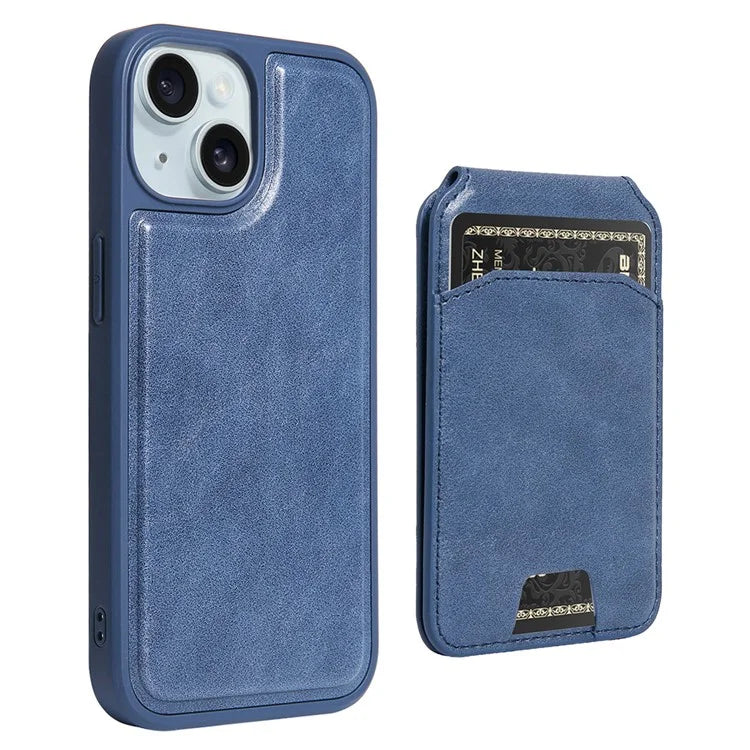 For iPhone 15 Case PU Leather+TPU Phone Cover with Magnetic Card Holder